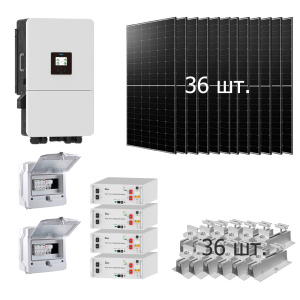 Гібридна сонячна електростанція 20 кВт Deye+LONGI (Інвертор-20 кВт, Панелі-535 Вт, АКБ-5,12 кВт*год)