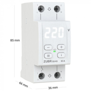 Реле напруги "Zubr" D 2-63А (max 80А), 13,9кВТ (2 модуля)