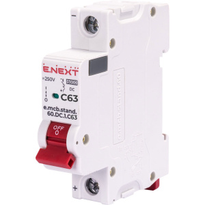 Модульный автоматический выключатель e.mcb.stand.60.DC.1.C63, 1р, 63А, C, 6кА, DC