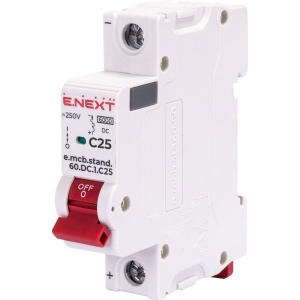 Модульный автоматический выключатель e.mcb.stand.60.DC.1.C25, 1р, 25А, C, 6кА, DC