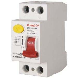 Вимикач диференційного струму e.industrial.rccb.2.40.30, 2р, 40А, 30мА