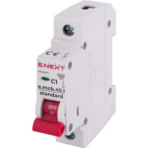 Модульный автоматический выключатель e.mcb.stand.45.1.C1, 1р, 1А, C, 4,5 кА