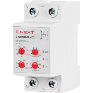 Реле контроля напряжения однофазное e.control.v01, 25А