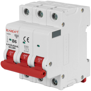 Модульный автоматический выключатель e.mcb.stand.60.3.B6, 3р, 6А, B, 6кА
