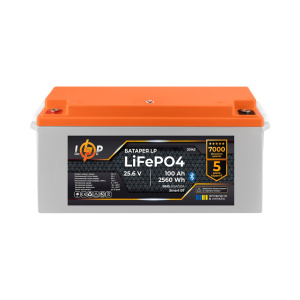 Аккумулятор LP LiFePO4 25,6V - 100 Ah (2560Wh) (BMS 80А/50) пластик Smart BT