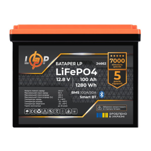Аккумулятор LP LiFePO4 12,8V - 100 Ah (1280Wh) (BMS 100A/50А) пластик Smart BT