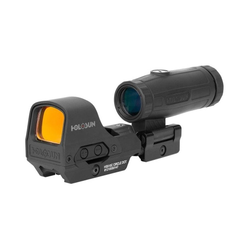 Коліматорний приціл Holosun HS510C 2MOA/65MOA red dot зі збільшувачем Holosun HM3X 3x