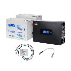 Комплект резервного живлення: високочастотний інвертор 1500VA/1.5kW Kraft + акумуляторна батарея Trinix 12V75Ah/20Hr GEL 2 шт.
