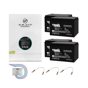 Комплект резервного живлення: гібридний інвертор на 5kW Kraft з АКБ 12В Trinix 12V 100Ah AGM 4 шт.
