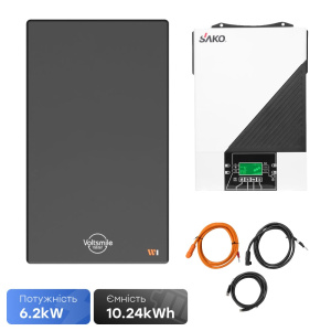 Комплект резервного питания 6.2kW 10.24kWh: автономный инвертор Sako SUNON IV 6.2KW/48V и аккумуляторная батарея 51.2В Voltsmile W1 Classic