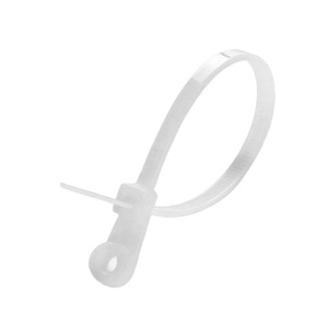 Стяжка кабельная пластиковая с кольцом Apro 5x200 белая (100 шт.)