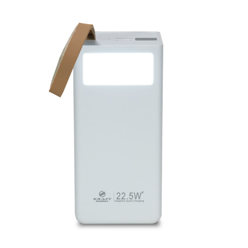 Повербанк 50000mAh Power Bank Kraft TPB-2350 White 22.5W QC3.0 LED-фонарь