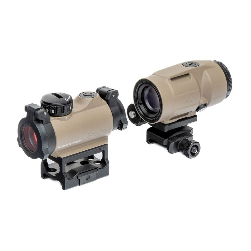 Коліматорний приціл Sig Sauer Romeo-MSR 2MOA red dot зі збільшувачем Juliet3-Micro 1-3X FDE