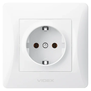 VIDEX BINERA (VF-BNSK1G-W) (20/120) Розетка біла 1 пост з заземленням