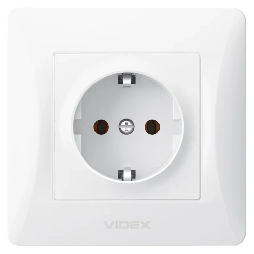 VIDEX BINERA (VF-BNSK1G-W) (20/120) Розетка белая 1 пост с заземлением