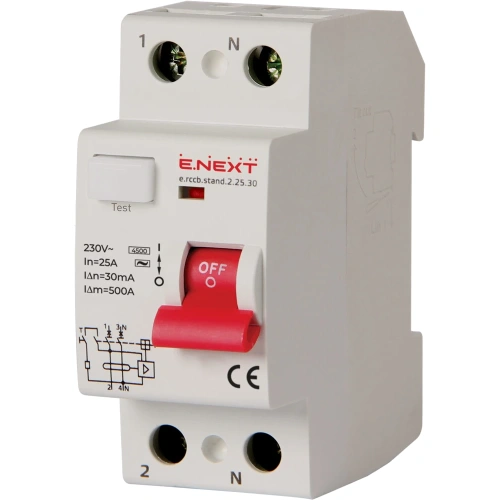 Enext e.rccb.stand.2.25.30 2р, 25А, 30mA Вимикач диференційного струму