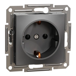 Schneider Electric EPH2900171 Asfora Розетка 220В антрацит, пластик, із заземленням, Schuko, без захисної кришки, без шторок, для врізного монтажу
