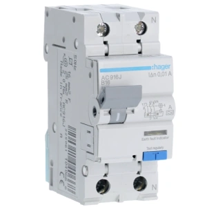 Hager 1P+N 6kA B 16A 10mA A Диференційний автоматичний вимикач