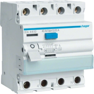 Hager CDA463D Диференційне реле 4P, 6kA, 63A, 30mA, AО: "A"