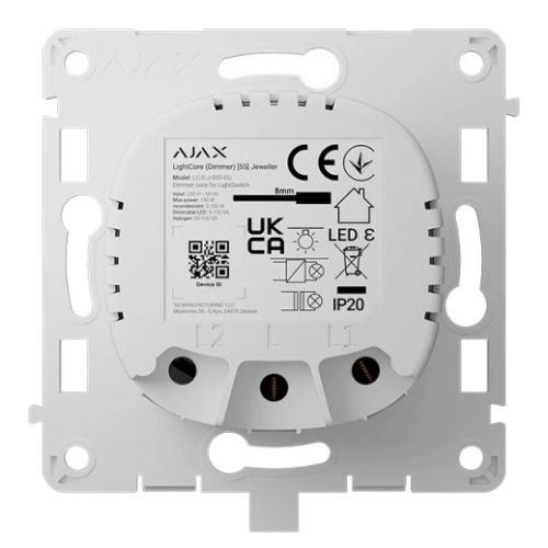 Ajax LightCore (Dimmer) [55] (8EU) ASP white Бездротовий розумний сенсорний димерний вимикач світла
