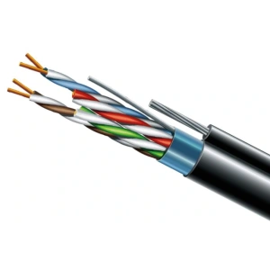 Cat. 5e F/UTP PE 4х2х24 AWG + S. M. трос (к)(72113) бухта 500м. Кабель вита пара ЗЗКМ (FTP мідь вуличний із тросом)