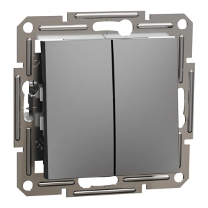 Schneider Electric EPH0300171 Asfora Вимикач 2-клавішний антрацит, пластик, без підсвічування та індикації, для врізного монтажу