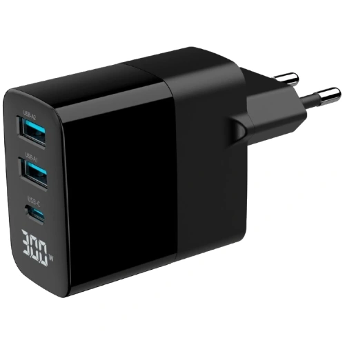 Gembird TA-UC-PDQC30LCD-BK-02 2хUSB-A (QC3.0 18W) + 1хType-C (PD20W) Мережевий зарядний пристрій