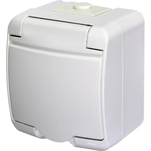 ETI 4668015 Hermetics Розетка 1-на з з/к Schuko RHE-1s (біла/біла кришка, IP54)