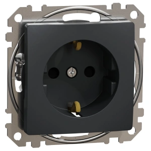 Schneider Electric Sedna Design & Elements SDD114022 Розетка з заземленням та зі шторками Чорний Sedna Design