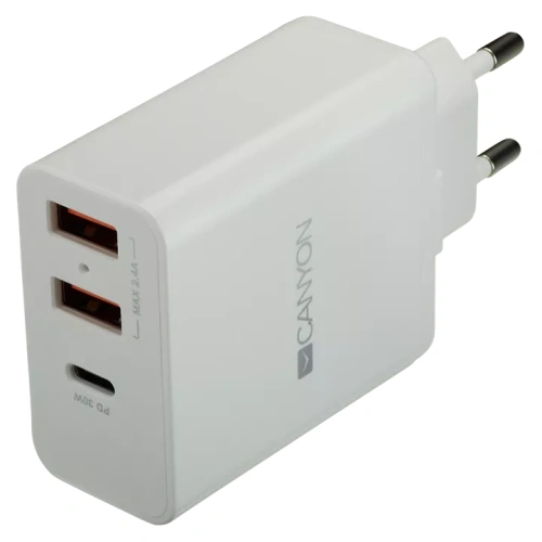 Canyon H-08 white (QC/PD 30W) Мережевий зарядний пристрiй