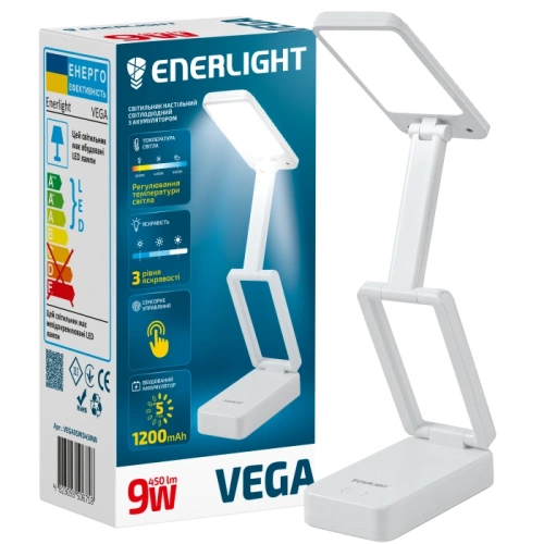 ENERLIGHT VEGA 9Вт 3000-6000K Світильник настільний світлодіодний з акумулятором